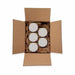 Open cardboard box filled with six small jars of Bright Gold Tinker Dust® Glitter, cushioned by brown crinkle paper.