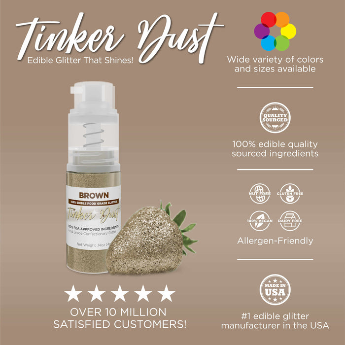 Brown Edible Glitter Spray 4g Pump | Tinker Dust®-B2C_Tinker Dust_Mini Pump-bakell