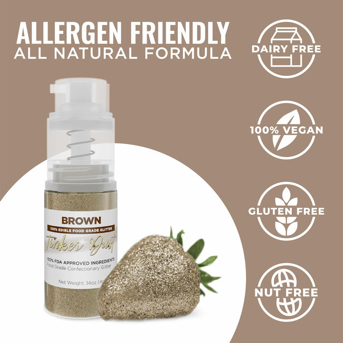 Brown Edible Glitter Spray 4g Pump | Tinker Dust®-B2C_Tinker Dust_Mini Pump-bakell
