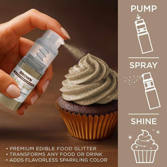 Brown Edible Glitter Spray 4g Pump | Tinker Dust®-B2C_Tinker Dust_Mini Pump-bakell