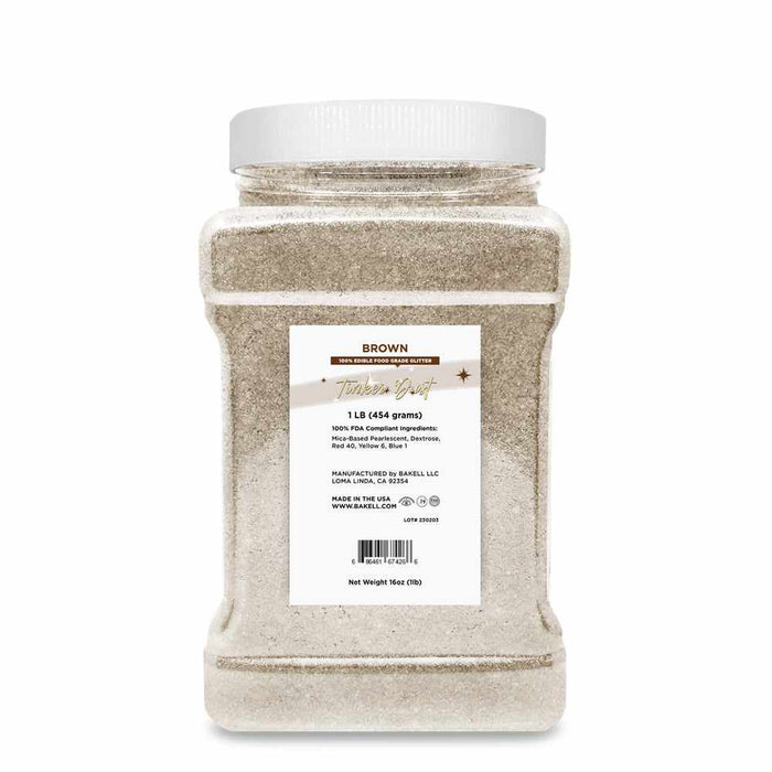 Front View of Brown Edible Glitter, 1 pound | bakell.com