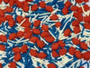 Buffalo Bills sprinkles with red buffalo shapes, blue and white Jimmies.