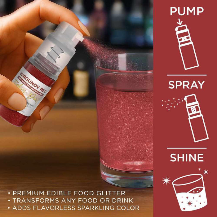 Burgundy Red Edible Glitter Spray 4g Pump | Tinker Dust®-B2C_Tinker Dust_Mini Pump-bakell