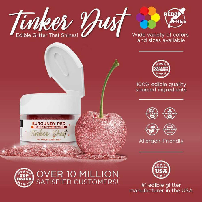 Burgundy Red Edible Glitter | Tinker Dust® 5 Grams-Google Feed_Tinker Dust-bakell