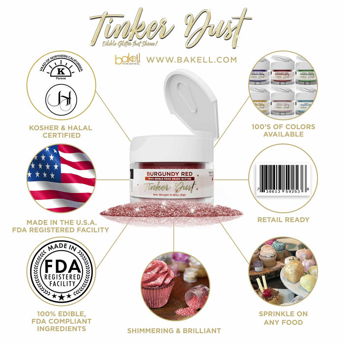 Burgundy Red Edible Glitter | Tinker Dust®-Tinker Dust-bakell