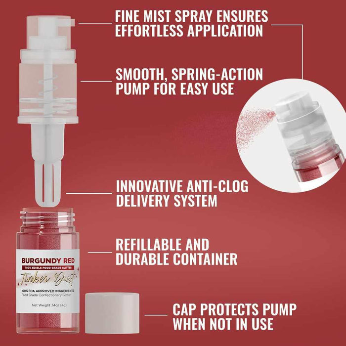 Burgundy Red Tinker Dust® Glitter | 4g Spray Pump Wholesale-Wholesale_Tinker Dust_Mini Pumps-bakell