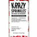 Krazy Sprinkles red and white candy cane shaped sprinkles in a 1/2 cup clear plastic jar with product label.