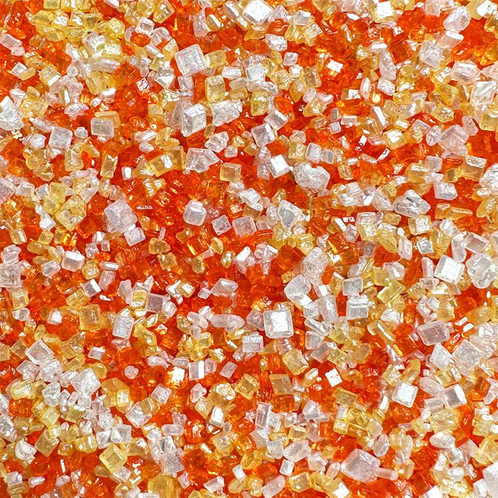 Candy Corn Rimming Sugar: sparkling white, yellow, and orange sugar crystals for cocktails.
