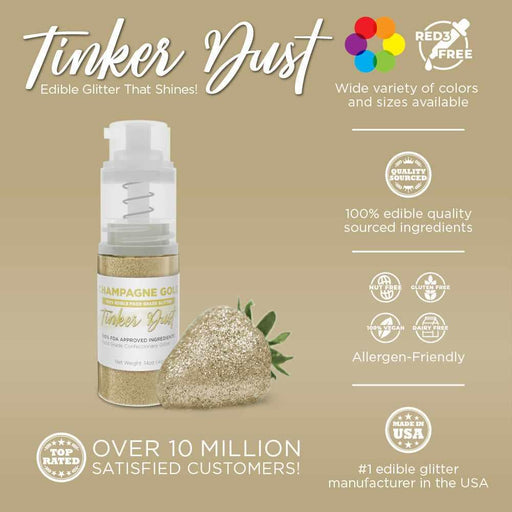Champagne Gold Tinker Dust® Glitter | 4g Spray Wholesale-Wholesale_Tinker Dust_Mini Pumps-bakell