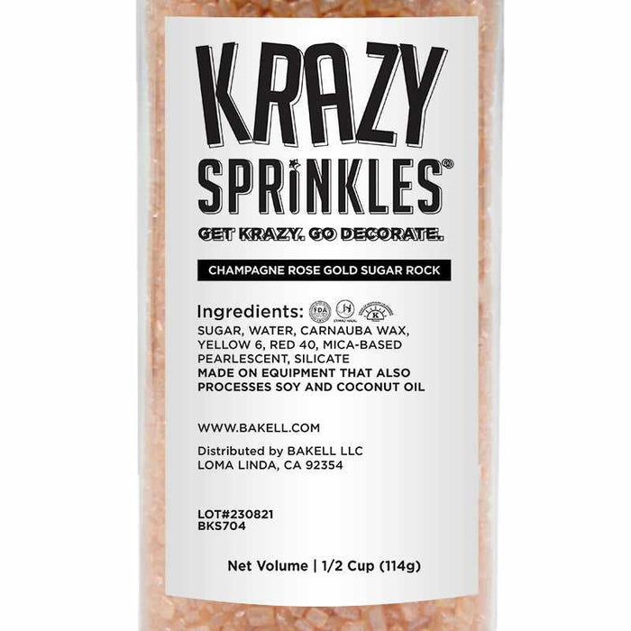 Champagne Rose Gold Rock Sprinkles | Krazy Sprinkles  | Bakell