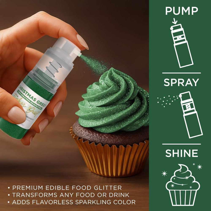 Christmas Green Edible Glitter Spray 4g Pump | Tinker Dust®-B2C_Tinker Dust_Mini Pump-bakell