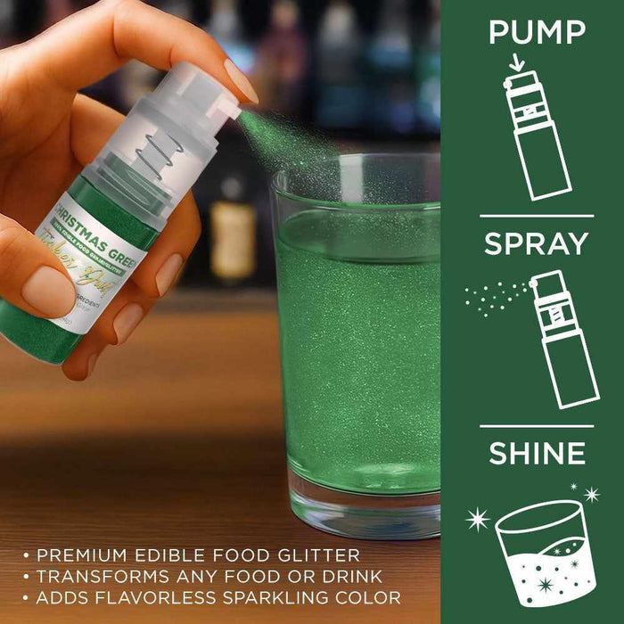 Christmas Green Edible Glitter Spray 4g Pump | Tinker Dust®-B2C_Tinker Dust_Mini Pump-bakell