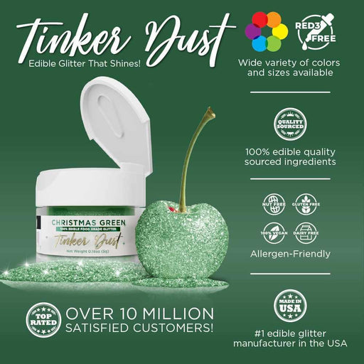 Christmas Green Edible Glitter | Tinker Dust®-B2C_Tinker Dust-bakell