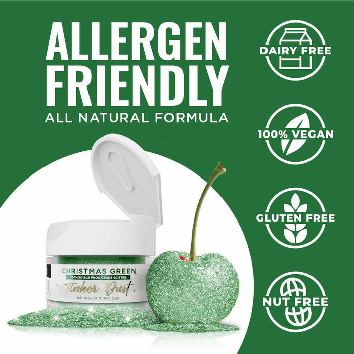 Christmas Green Edible Glitter | Tinker Dust®-B2C_Tinker Dust-bakell