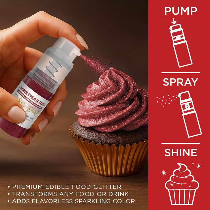 Christmas Red Edible Glitter Spray 4g Pump | Tinker Dust®-B2C_Tinker Dust_Mini Pump-bakell