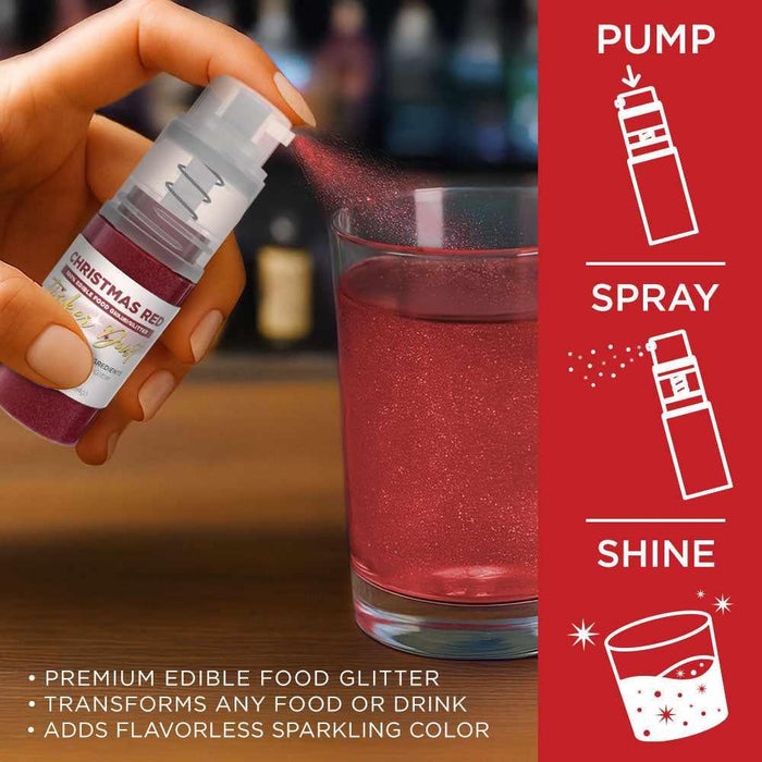 Christmas Red Edible Glitter Spray 4g Pump | Tinker Dust®-B2C_Tinker Dust_Mini Pump-bakell