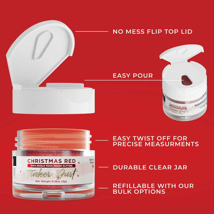 Christmas Red Edible Glitter | Tinker Dust®-B2C_Tinker Dust-bakell