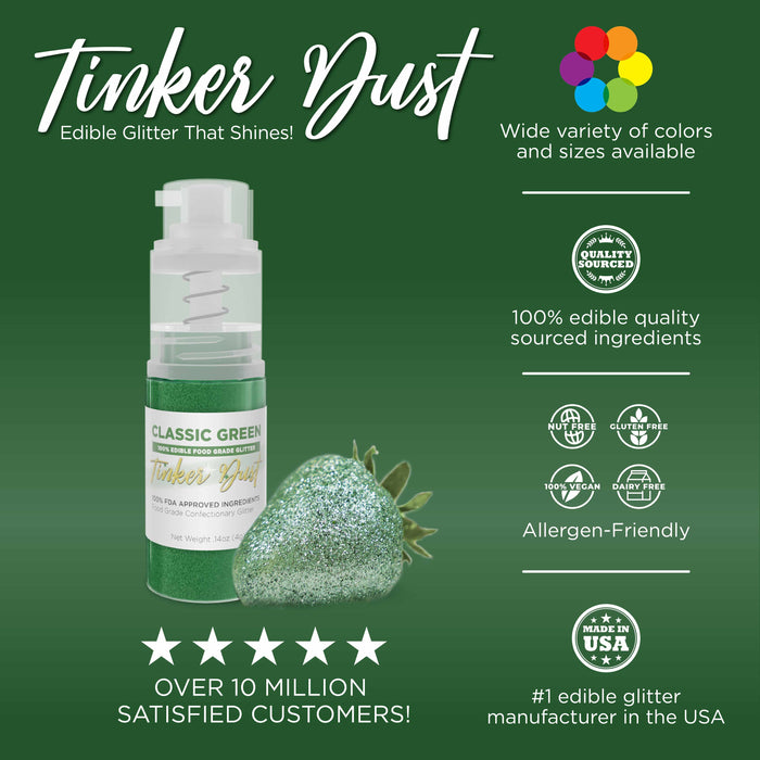 Classic Green Edible Glitter Spray 25g Pump | Tinker Dust®-B2C_Tinker Dust_25g Pump-bakell