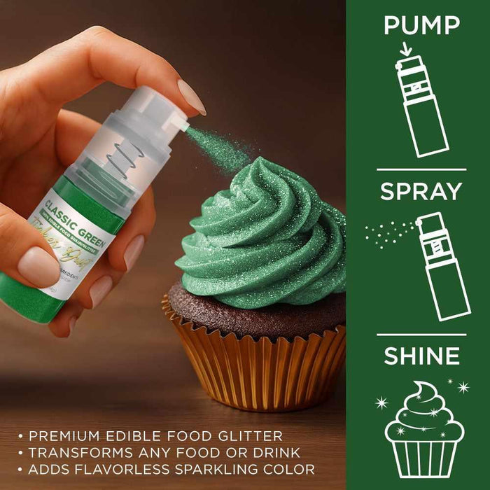 Classic Green Edible Glitter Spray 4g Pump | Tinker Dust®-B2C_Tinker Dust_Mini Pump-bakell
