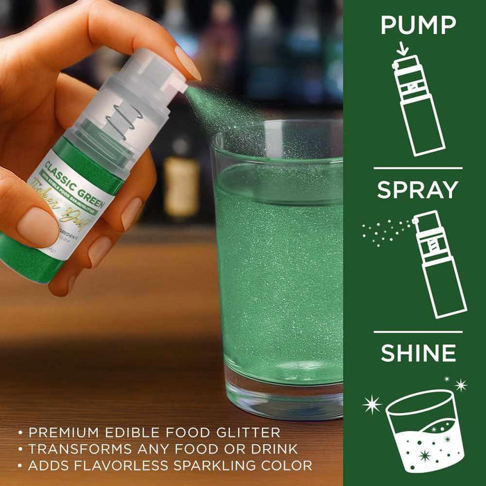 Classic Green Edible Glitter Spray 4g Pump | Tinker Dust®-B2C_Tinker Dust_Mini Pump-bakell