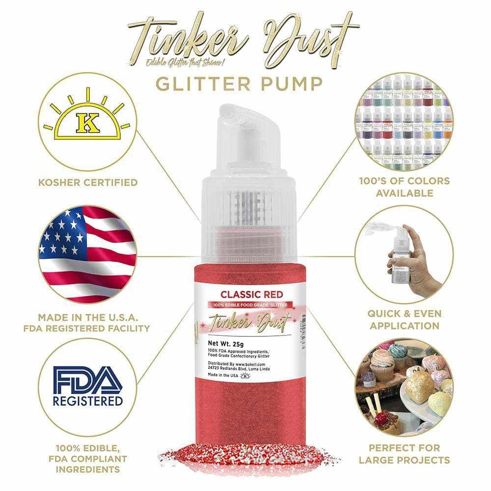 Classic Red Edible Glitter Spray 25g Pump | Tinker Dust | Bakell