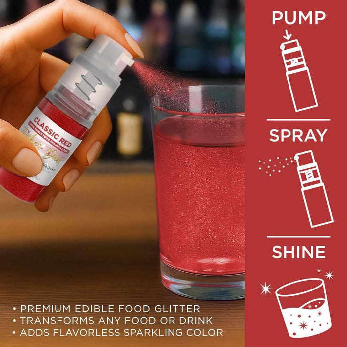 Classic Red Edible Glitter Spray 4g Pump | Tinker Dust®-B2C_Tinker Dust_Mini Pump-bakell