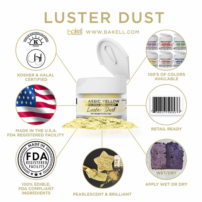 Classic Yellow Edible Pearlized Luster Dust | Bakell