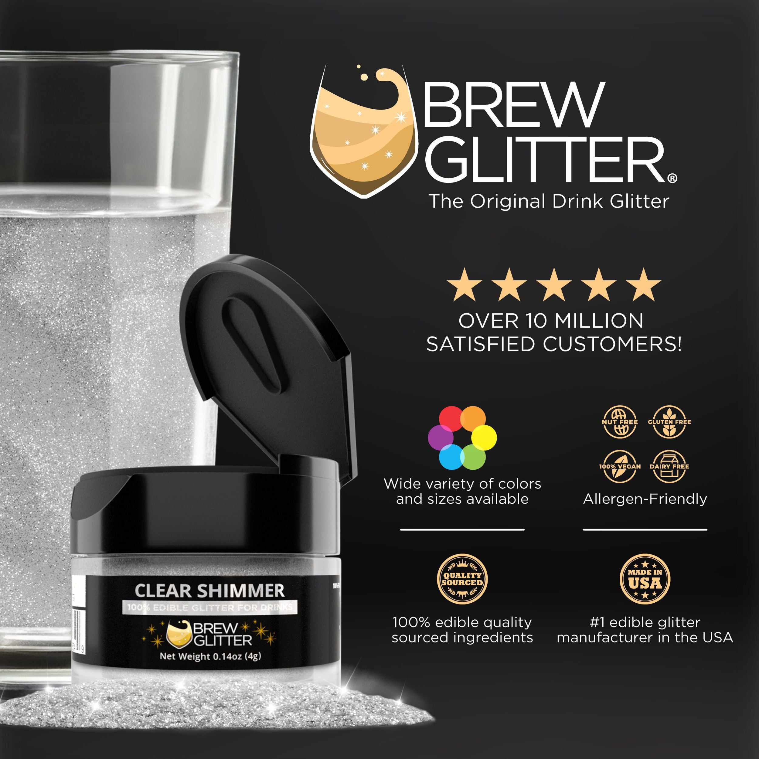 Clear Shimmer Cocktail Glitter | Edible Glitter for Cocktails Drinks!