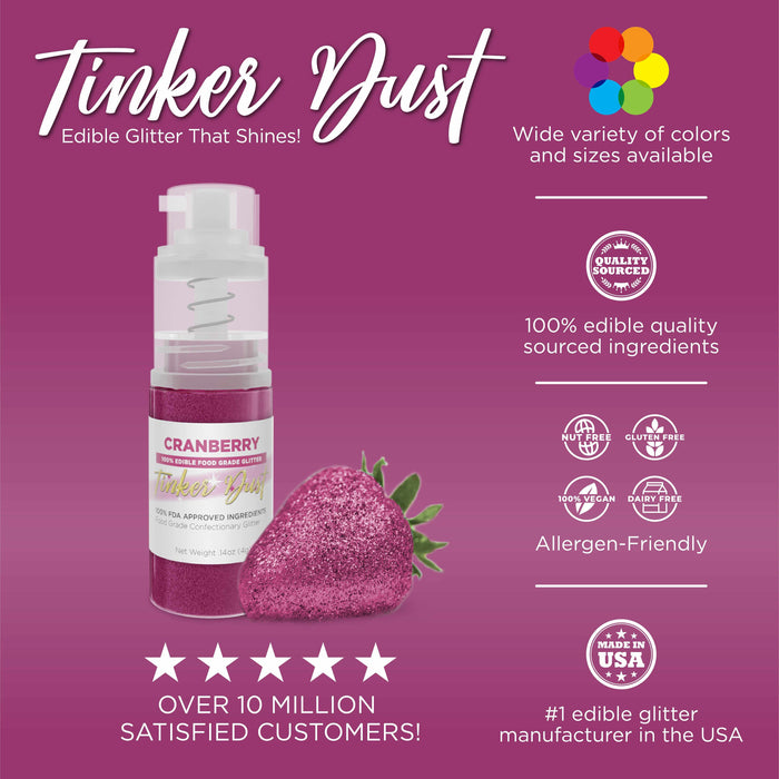 Cranberry Edible Glitter Spray 25g Pump | Tinker Dust®-B2C_Tinker Dust_25g Pump-bakell