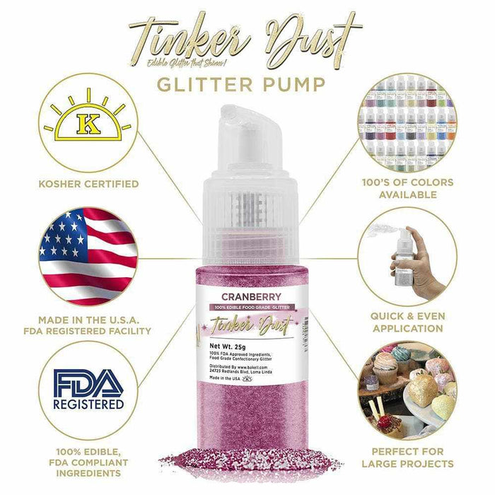 Cranberry Edible Glitter Spray 25g Pump | Tinker Dust | Bakell