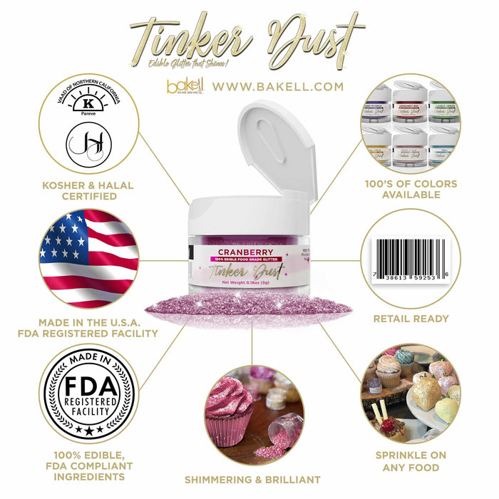 Cranberry Edible Glitter | Tinker Dust® 5 Grams-Tinker Dust_5G_Google Feed-bakell