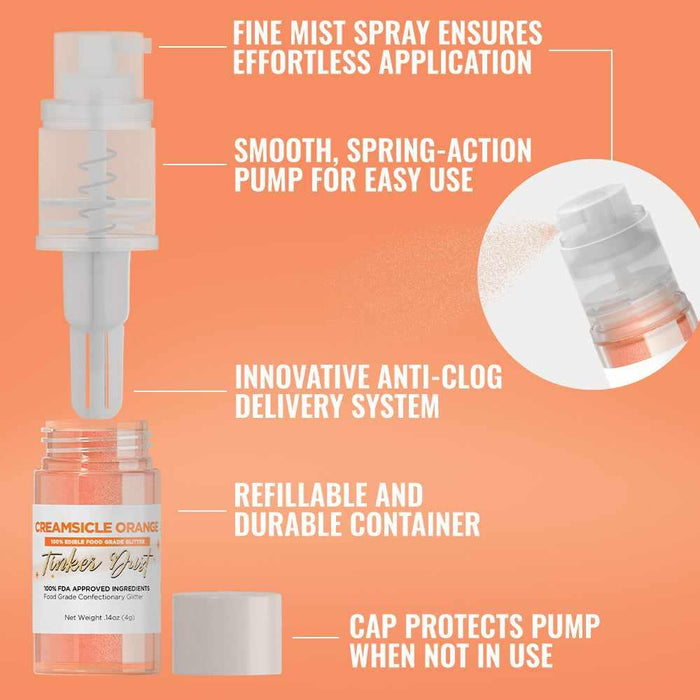 Creamsicle Orange Tinker Dust® Glitter | 4g Spray Pump Wholesale-Wholesale_Tinker Dust_Mini Pumps-bakell