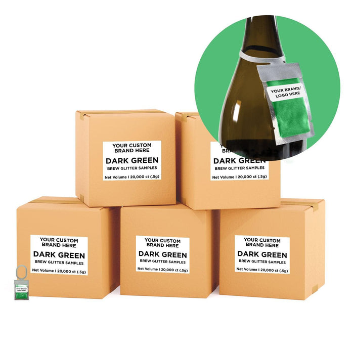 Dark Green Private Label Brew Glitter Hang Tags | Bakell
