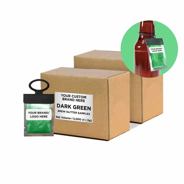 Dark Green Private Label Brew Glitter Hang Tags | Bakell
