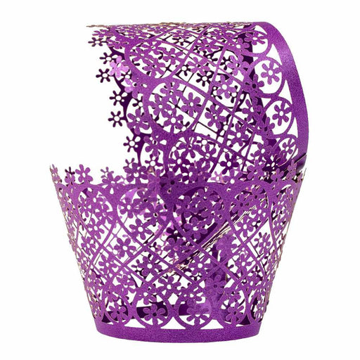 Dark Purple Floral Lace Cupcake Wrappers-B2C_Wrappers & Liners-bakell