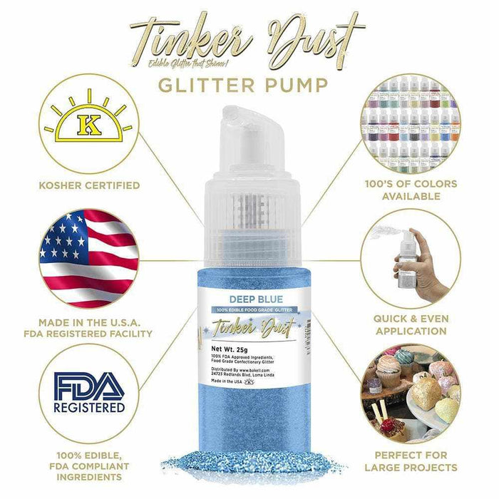 Deep Blue Edible Glitter Spray 25g Pump | Tinker Dust | Bakell