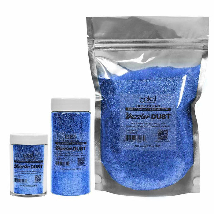 Deep Ocean Blue Ultrafine Holographic Craft Glitter Dazzler Dust | Premium Polyester Non-Toxic | Bakell-B2C_Dazzler Dust-bakell