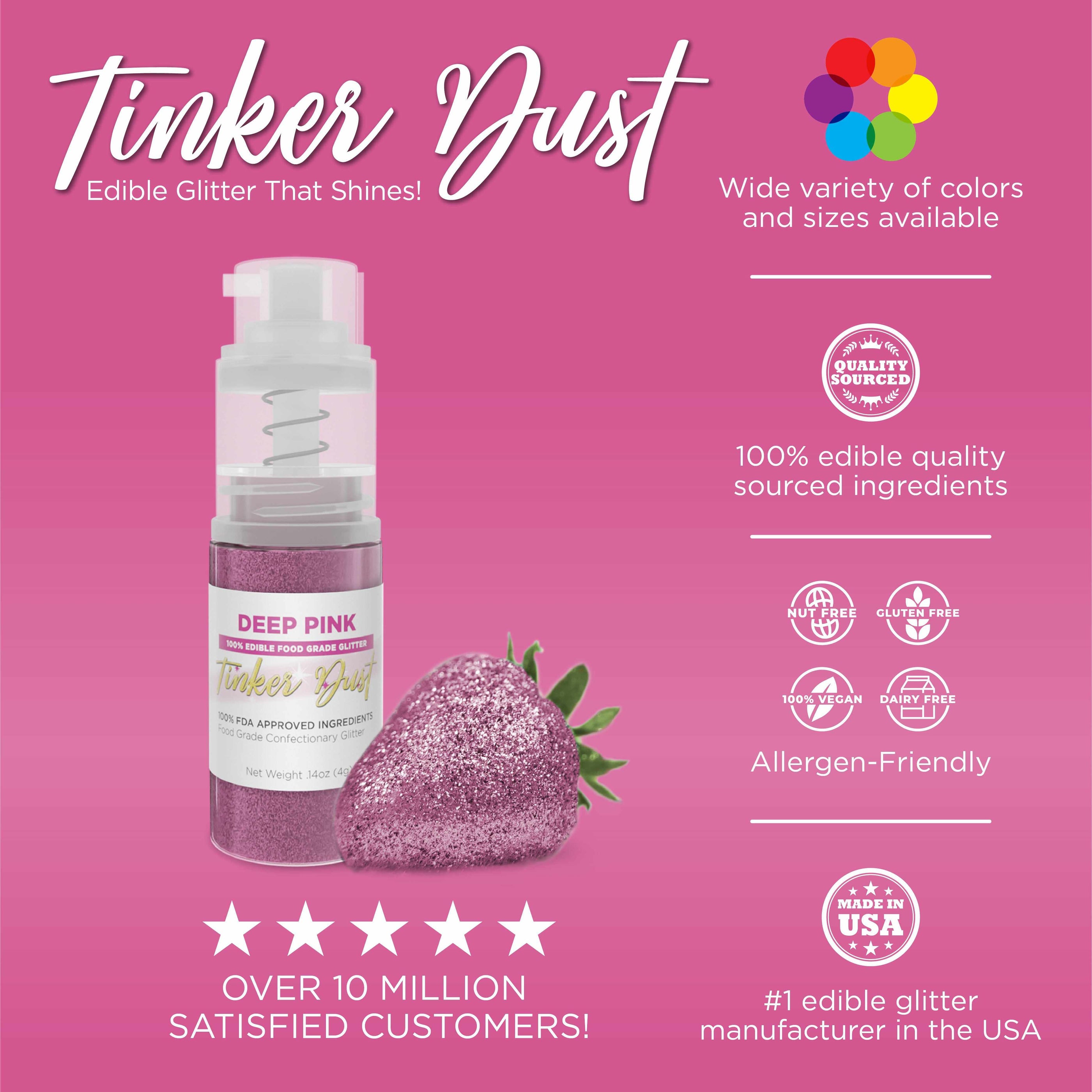 Deep Pink Edible Glitter Spray 4g Pump | Tinker Dust® | Bakell — Bakell®
