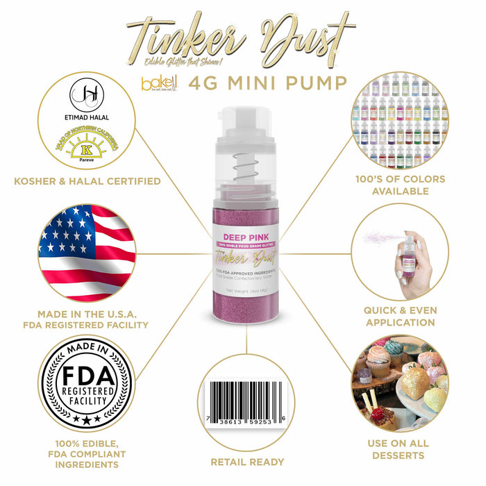 Deep Pink Edible Glitter Spray 4g Pump | Tinker Dust® | Bakell