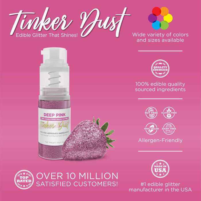 Deep Pink Tinker Dust® Glitter | 4g Spray Pump Private Label-Private Label_Tinker Dust_Mini Pump-bakell