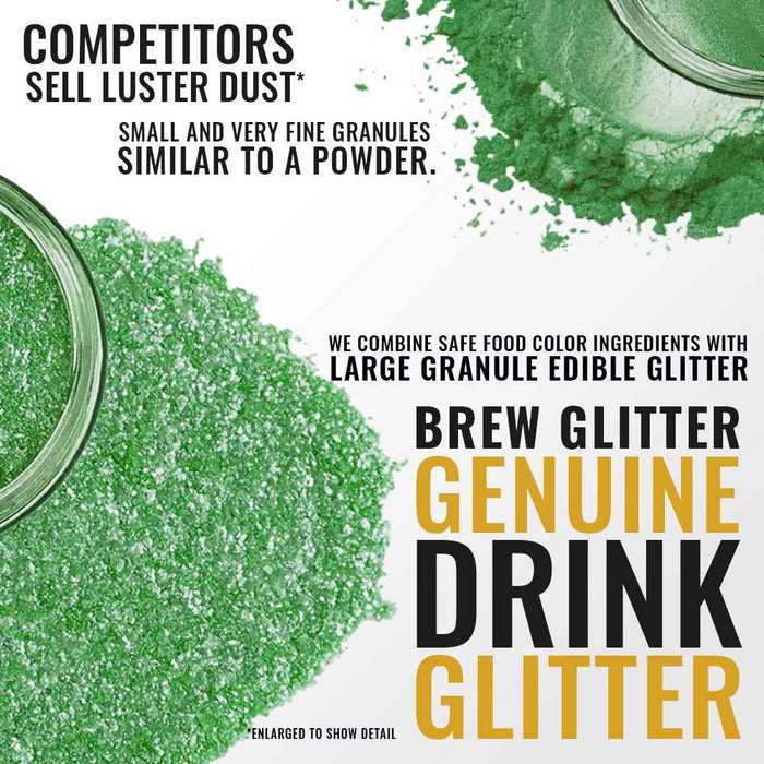 infographic on green brew glitter genuine drink glitter vs competitors