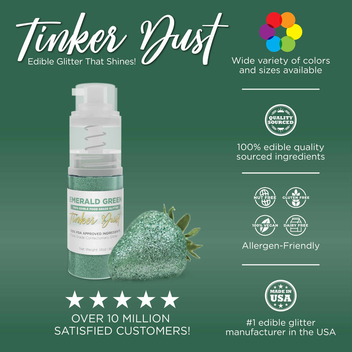 Emerald Green Edible Glitter Spray 25g Pump | Tinker Dust®-B2C_Tinker Dust_25g Pump-bakell