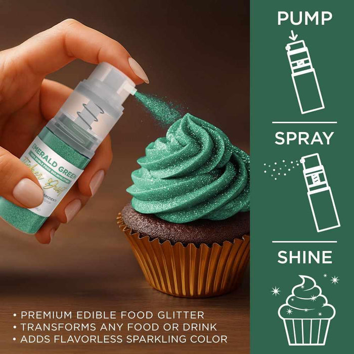 Emerald Green Edible Glitter Spray 4g Pump | Tinker Dust®-B2C_Tinker Dust_Mini Pump-bakell