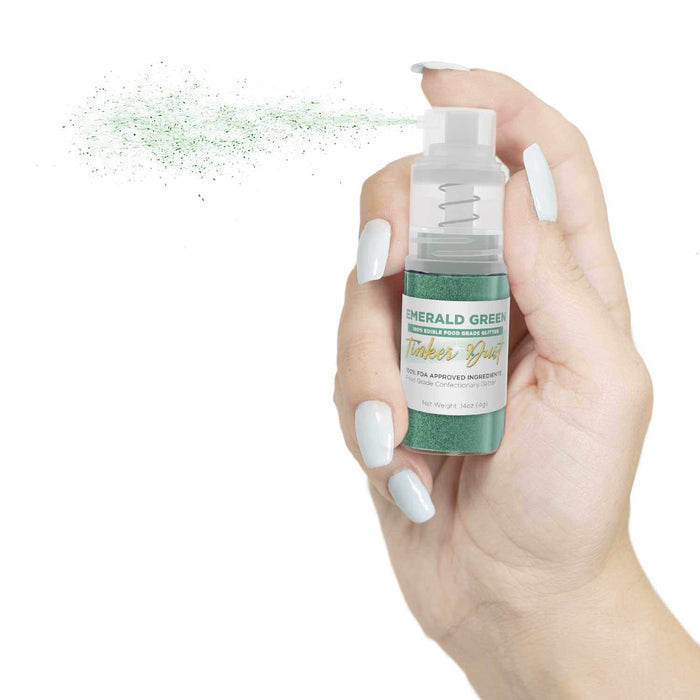 Emerald Green Edible Glitter Spray 4g Pump | Tinker Dust® | Bakell