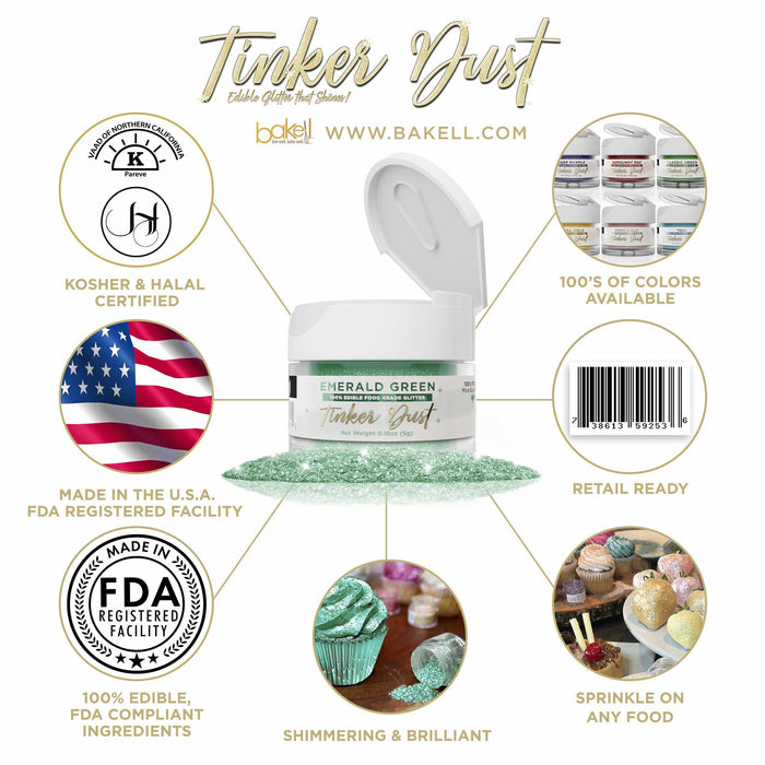 Emerald Green Edible Glitter | Tinker Dust® 5 Grams-Tinker Dust_5G_Google Feed-bakell
