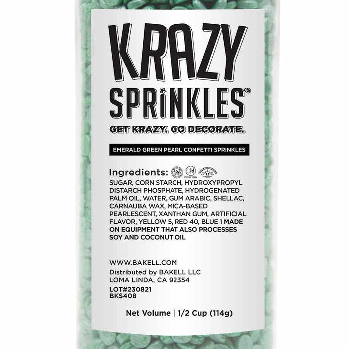 Emerald Green Pearl Confetti Sprinkles-Krazy Sprinkles_HalfCup_Google Feed-bakell