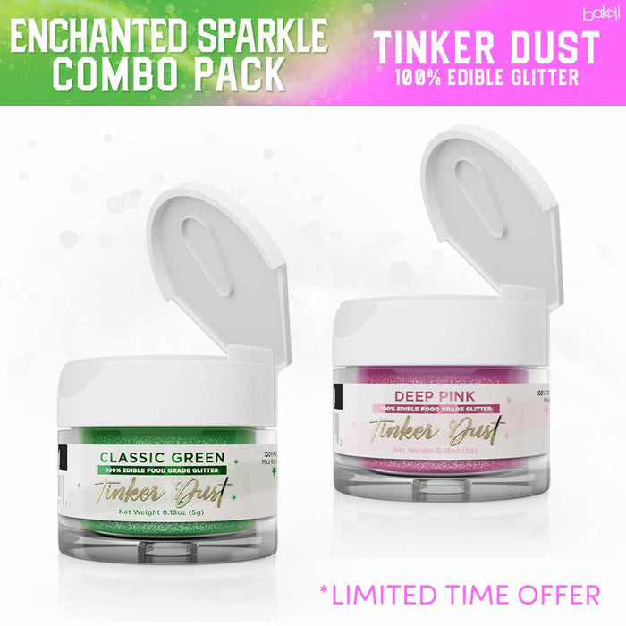 green and pink edible glitter for food jars in 'enchanted sparkle' bundle