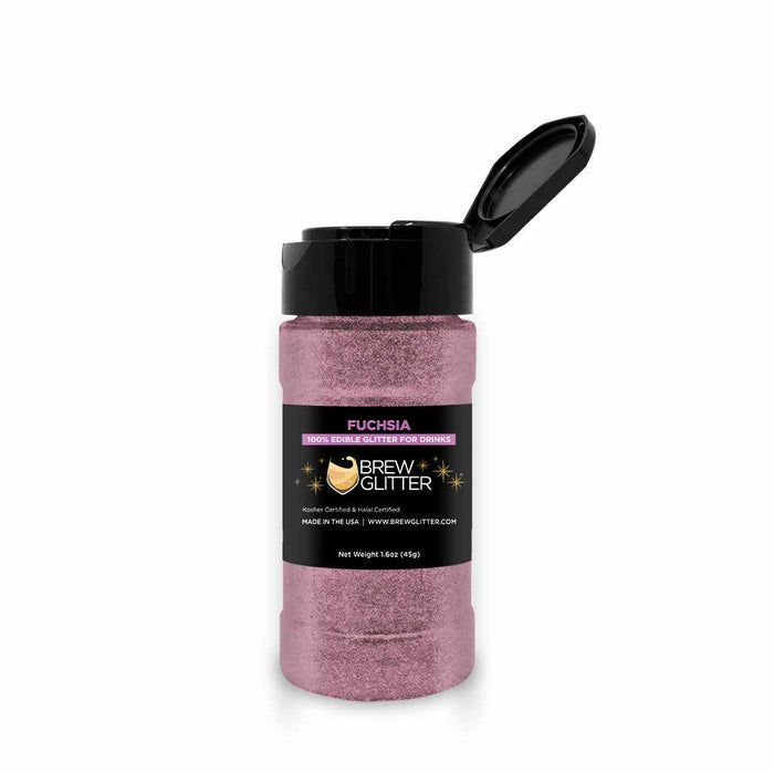 product shot of a large fuchsia glitter jar