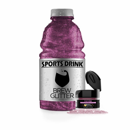 product shot of fuchsia sports drink next to a jar