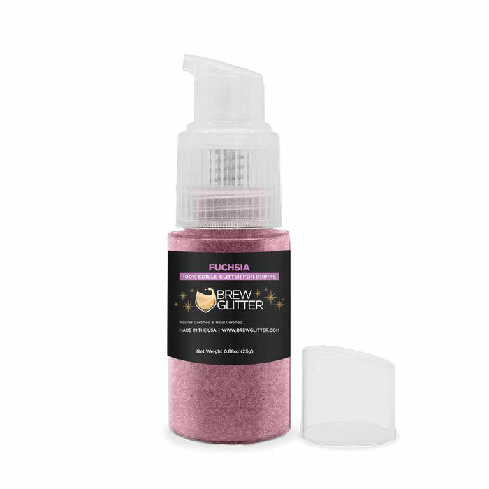 Front View  of a 25 gram Fuchsia Edible Glitter Spray Bottle. | bakell.com